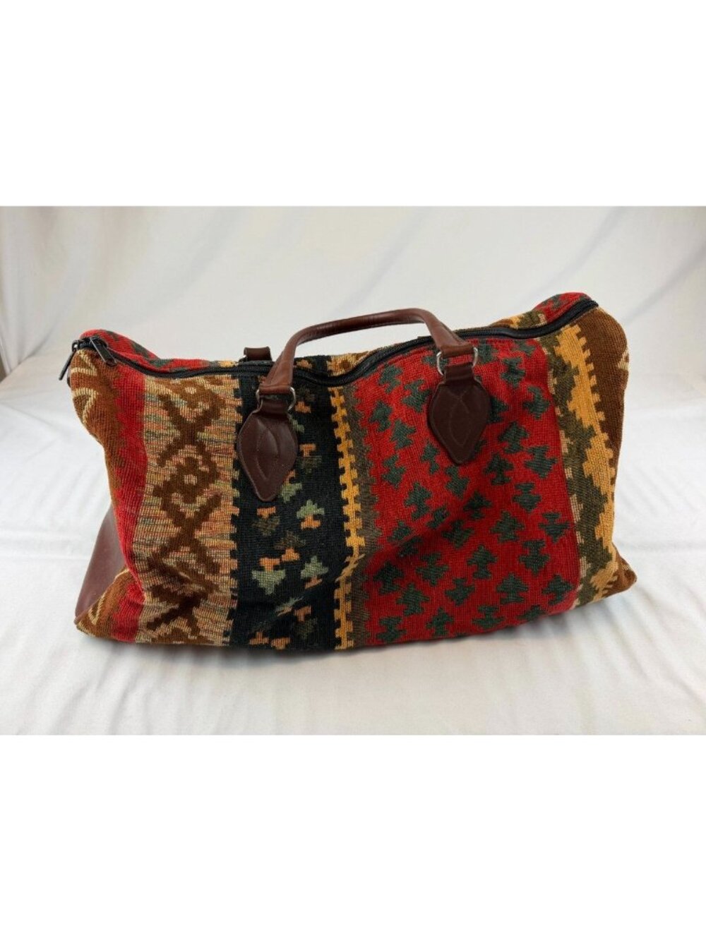 Two Bar West Southwestern Tote Duffel Bag with Leather Handles